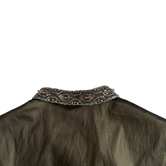 Tadashi Evening Jacket Brown Beaded Trim Ruched Crop Jacket Size 16 - Picture 15 of 15